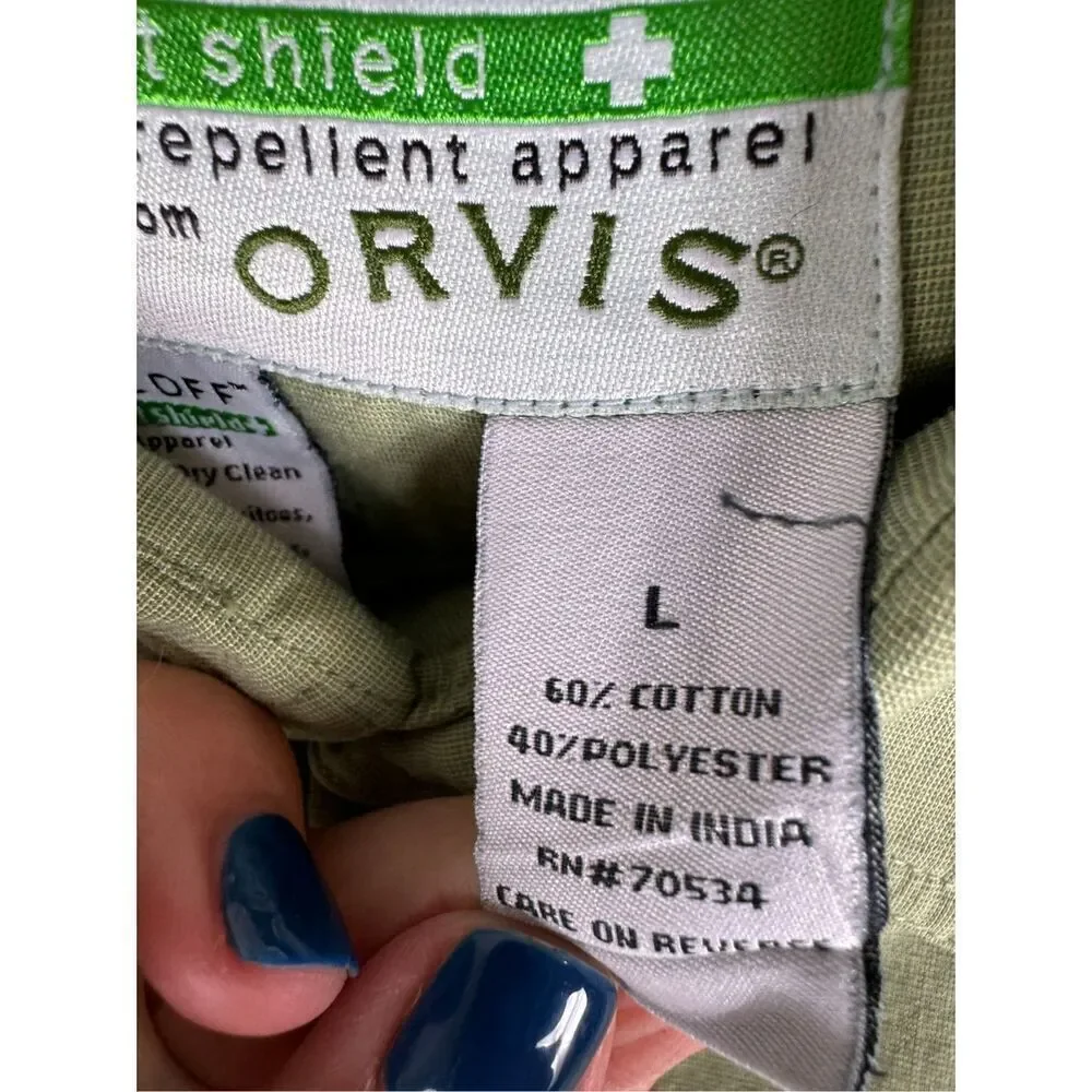 Orvis Buzz Off Insect Shield Mens Button Up Shirt Size L